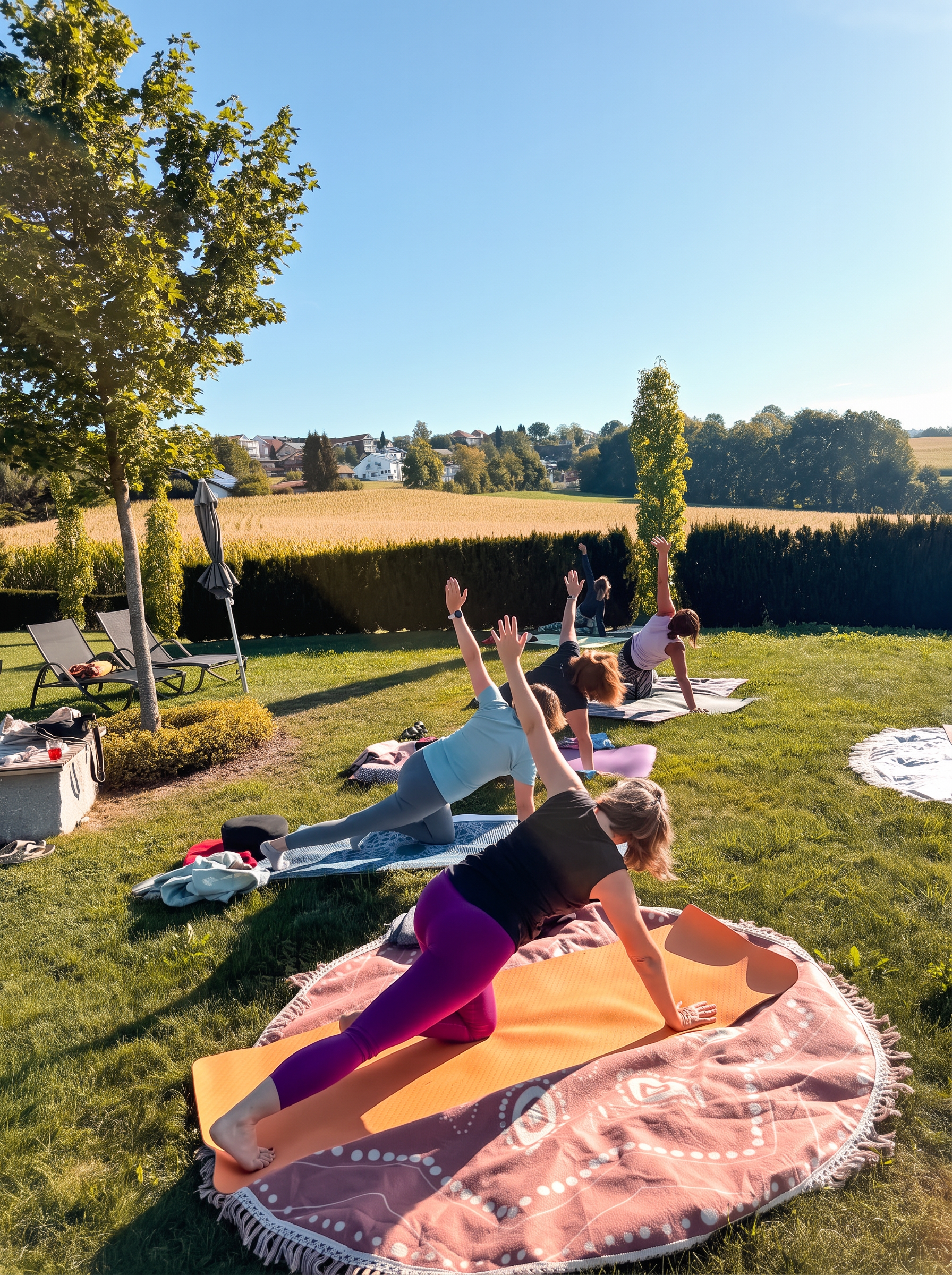 Yoga im Garten des Landrefugiums Obermüller